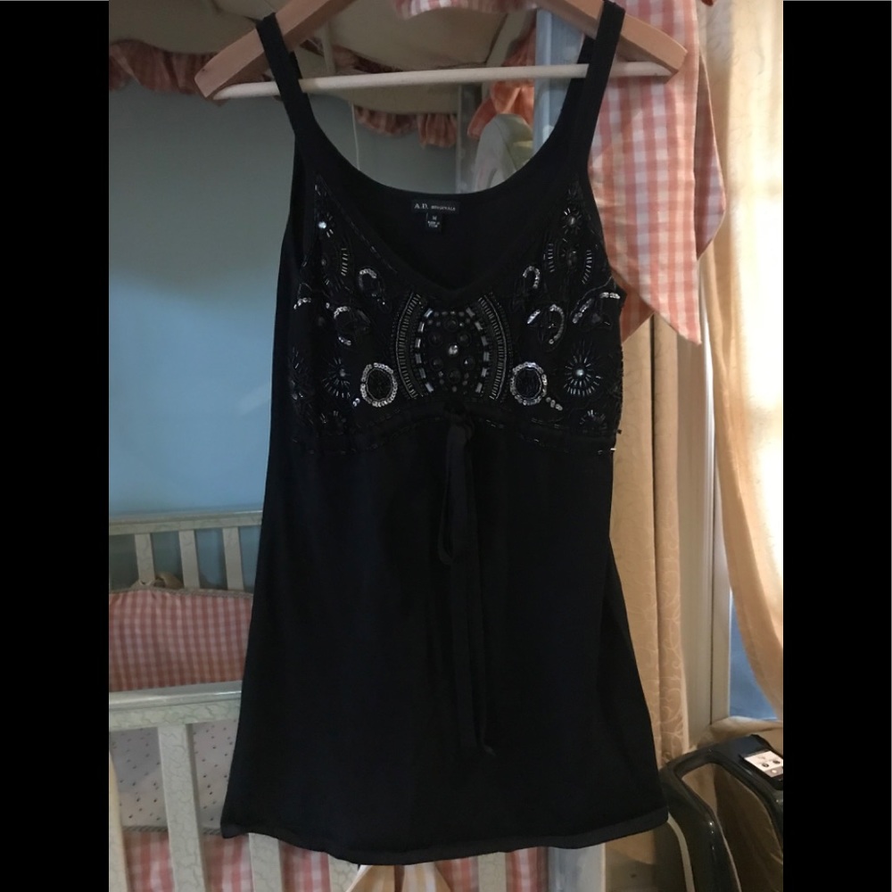 A.D. Originals Sz Med Dressy Beaded Long Tank Top